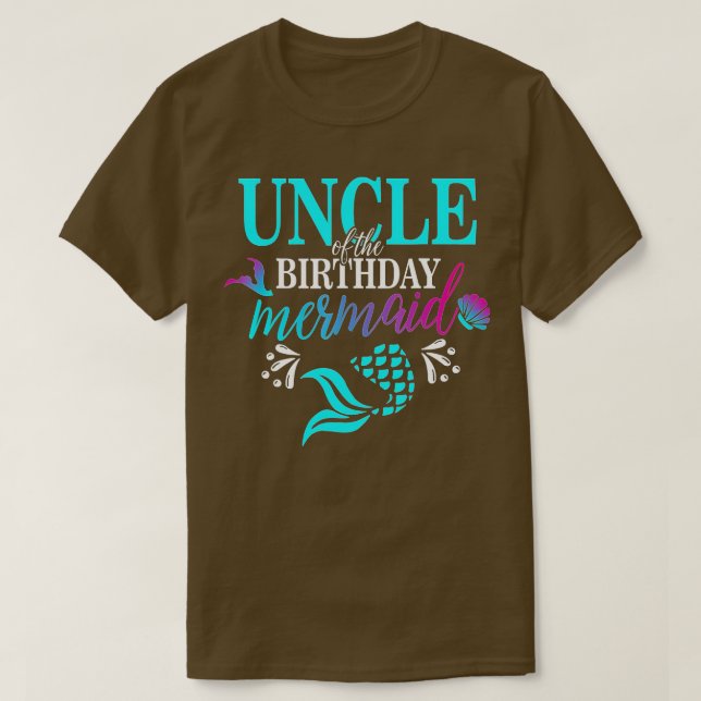 Camiseta Tio Da Família De Sereias De Aniversário Tshi (Frente do Design)