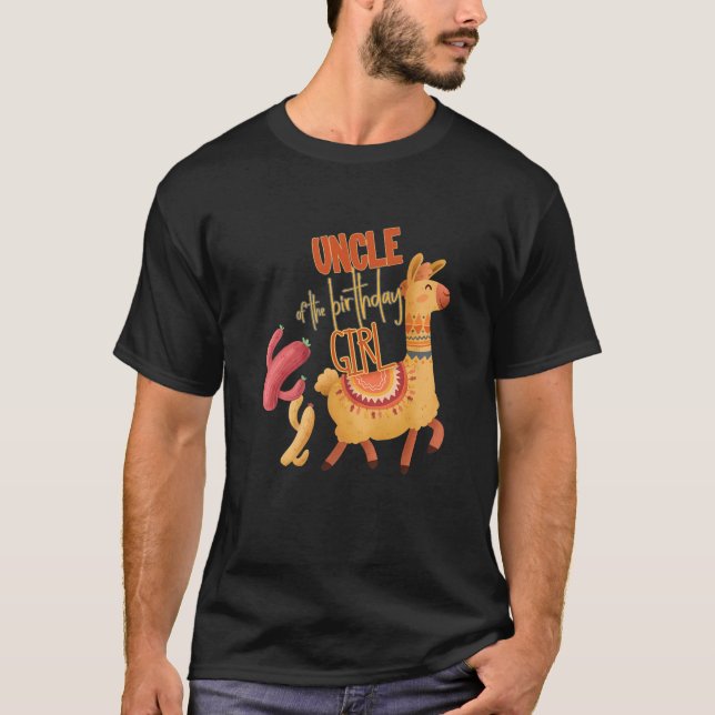 Camiseta Tio Da Rapariga De Aniversário Lama Tema Correspon (Frente)