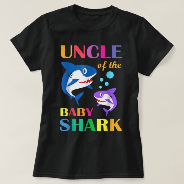 Camiseta Tio Do Bebê Aniversário Tubarão Tio Shark Chris (Frente do Design)