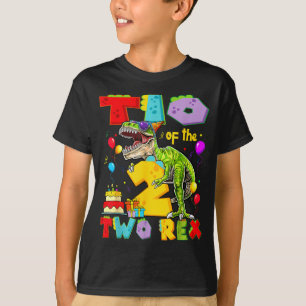 Camiseta Tio dos dois rex no 2º aniversário menino dinossau