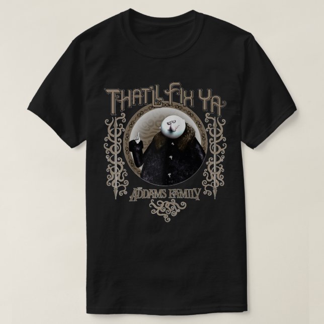 Camiseta Tio Fester da Família Addams que vai consertar seu (Frente do Design)