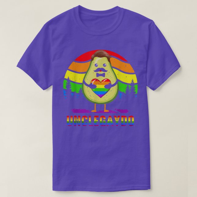 Camiseta Tio Gaydo Funny Avocado Tio Vegan LGBT Coração Pr (Frente do Design)
