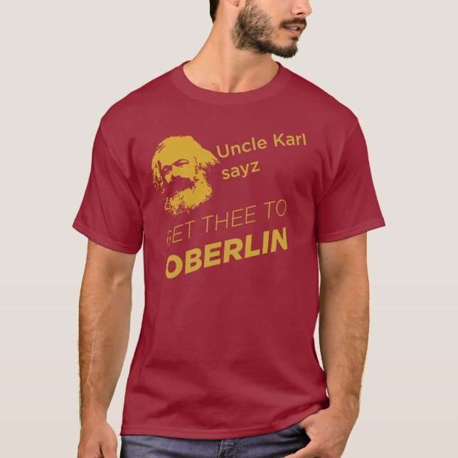 Camiseta Tio Karl: vermelho/obscuridade (Frente)