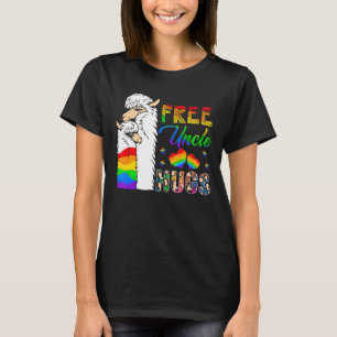 Camiseta Tio Livre Abraçando Dois Llamas Orgulhosos Apoiado