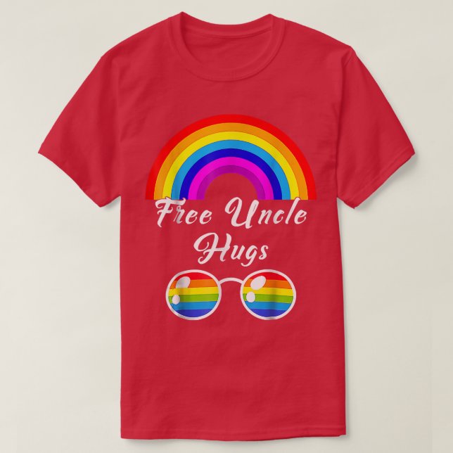 Camiseta Tio Livre Abraços LGBT Ally Rainbow Sunglass Gay P (Frente do Design)