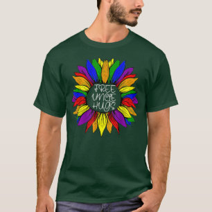 Camiseta Tio Livre Hugs LGBT Rainbow Daisy Flower Gay Prid