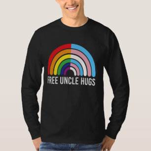 Camiseta Tio Livre Hugs Rainbow Transgender Flag LGBTQ Gay