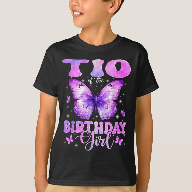 Camiseta Tio Of The Birthday Girl Butterfly Funny Family  (Frente)
