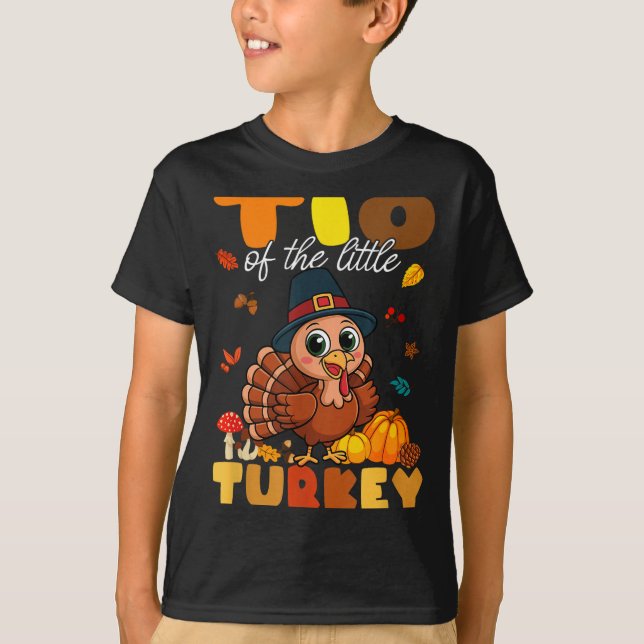 Camiseta Tio Of The Little Turkey Thanksgiving Baby Shower  (Frente)