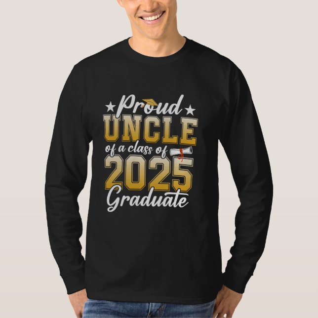 Camiseta Tio Orgulhoso De Uma Classe De Gra Formando 2025 (Frente)