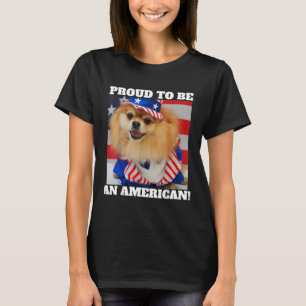 Camiseta Tio Patriótico Americano Bonito Sam Pomerânia Cão 