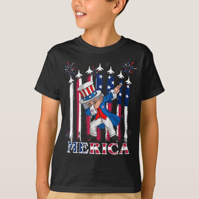 Camiseta Tio Patriótico Sam Dabbing 4 de julho (Frente)