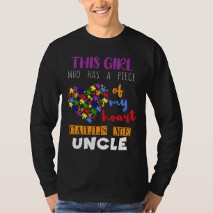 Camiseta Tio Piece Girl Quebra-cabeça Autismo Sensibilizaçã