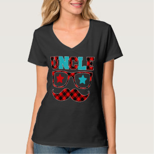 Camiseta Tio Red Xadrez Óculos de bigode Feliz Pai D