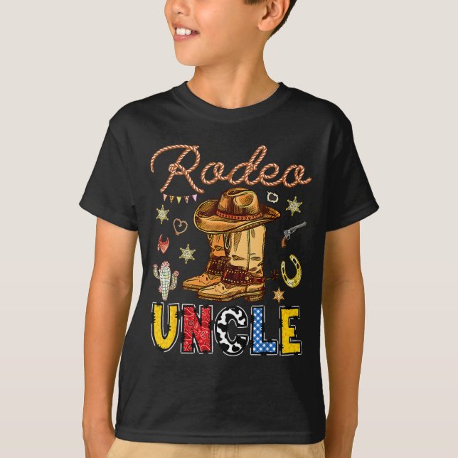 Camiseta Tio Rodeio Ocidental Aniversário Cowboy Combinando (Frente)