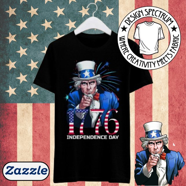 Camiseta Tio Sam 1776 Dia da Independência (Criador carregado)