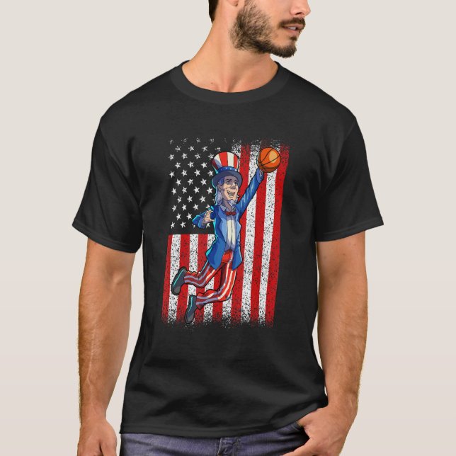 Camiseta Tio Sam 4 de julho Menino Americano (Frente)
