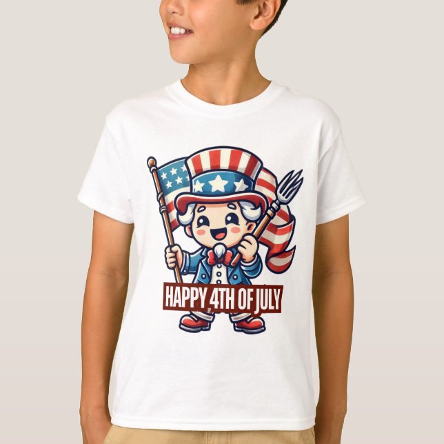 Camiseta "Tio Sam alegre: Feliz 4 de julho" (Frente)