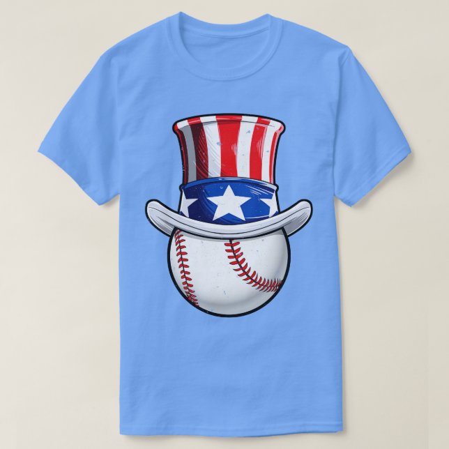 Camiseta Tio Sam American Flag Hat 4 de julho Baseball M (Frente do Design)