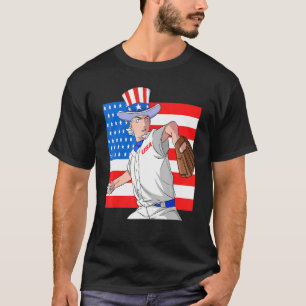 Camiseta Tio Sam Baseball Pitcher 4 De Julho Americano Fl