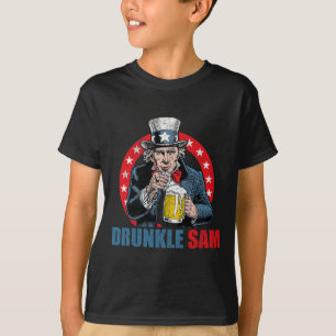 Camiseta Tio Sam Bêbado Engraçado 4 De Julho Tio Sam Cervej