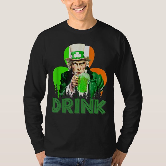 Camiseta Tio Sam Bebe o dia todo A Rua irlandesa de cerveja (Frente)