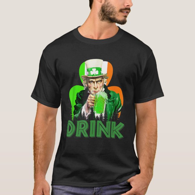 Camiseta Tio Sam Bebe o dia todo A Rua irlandesa de cerveja (Frente)