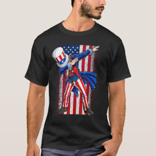 Camiseta Tio Sam Dabbing & Bandeira Americana Feliz 4 De Ju