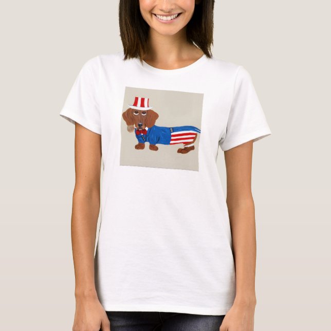 Camiseta Tio Sam Dachshund (Frente)