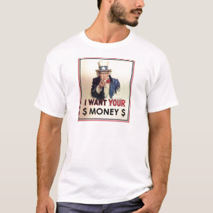 Camiseta Tio Sam - eu quero seu dinheiro