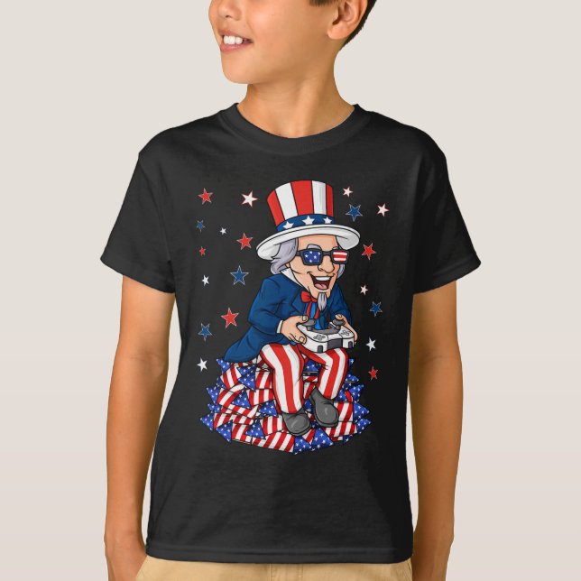 Camiseta Tio Sam Game Controller 4 De Julho Boys Te (Frente)
