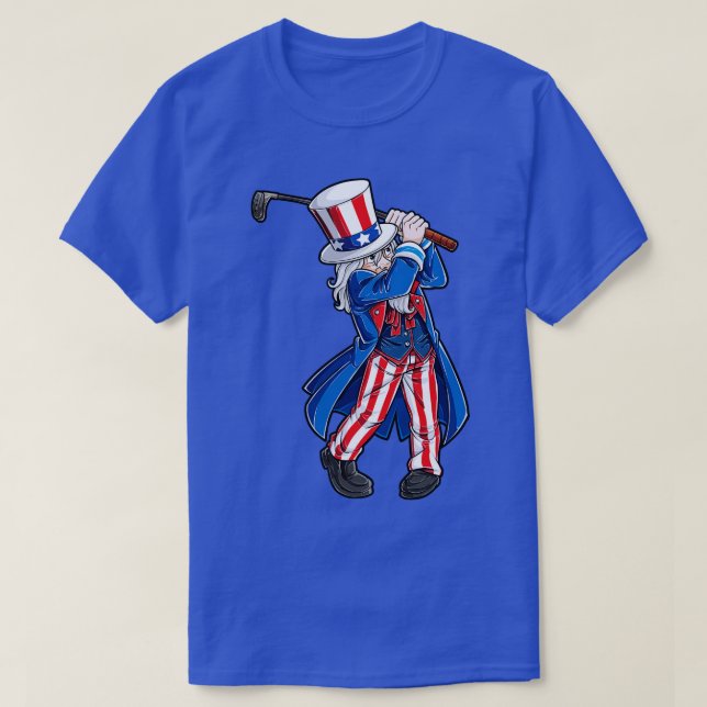 Camiseta Tio Sam Golf Golf 4 de julho Homens Mulheres Golfe (Frente do Design)