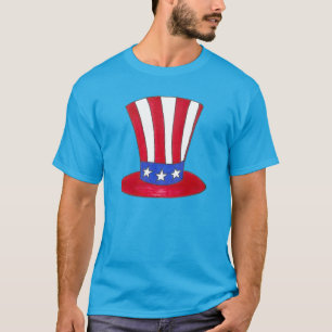 Camiseta Tio Sam Hat Stars e Strips Patrióticos 4 de julho