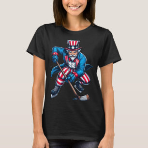 Camiseta Tio Sam Jogador de Hóquei 4 de Julho Meninos Menin