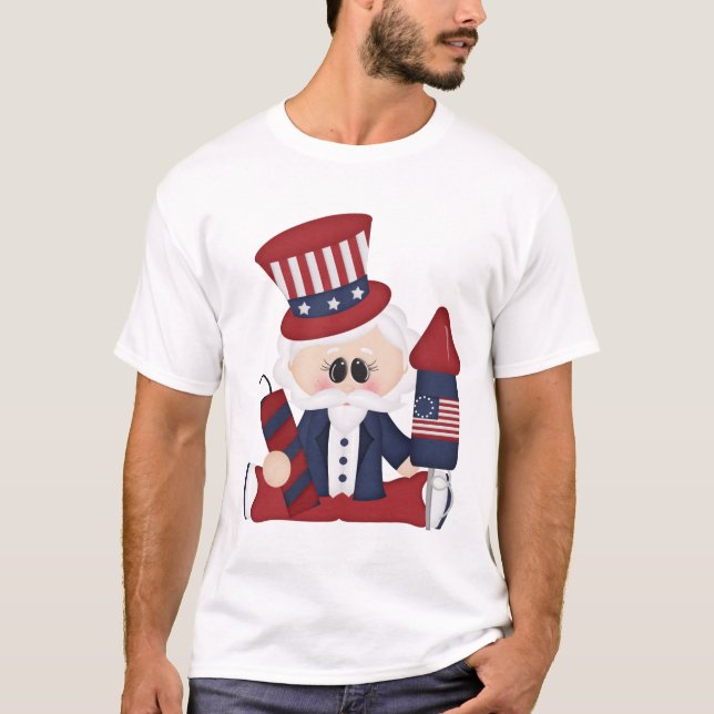 Camiseta Tio Sam julho Quarto t-shirt Patriótica (Frente)