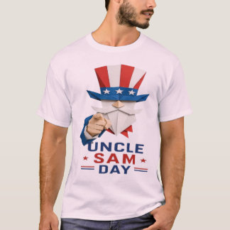 Camiseta Tio Sam Patriótico Arte em Papel - Dia do Tio Sam