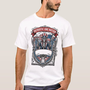 Camiseta Tio Sam Patriótico Esqueleto Patriota Sombrio Esqu