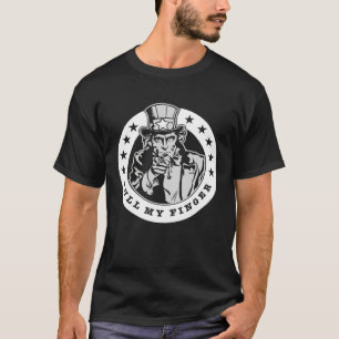 Camiseta Tio Sam Puxe Meu Dedo Engraçado Retro Preto E Bran