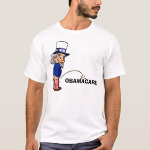 Camiseta Tio Sam que faz xixi em Obamacare