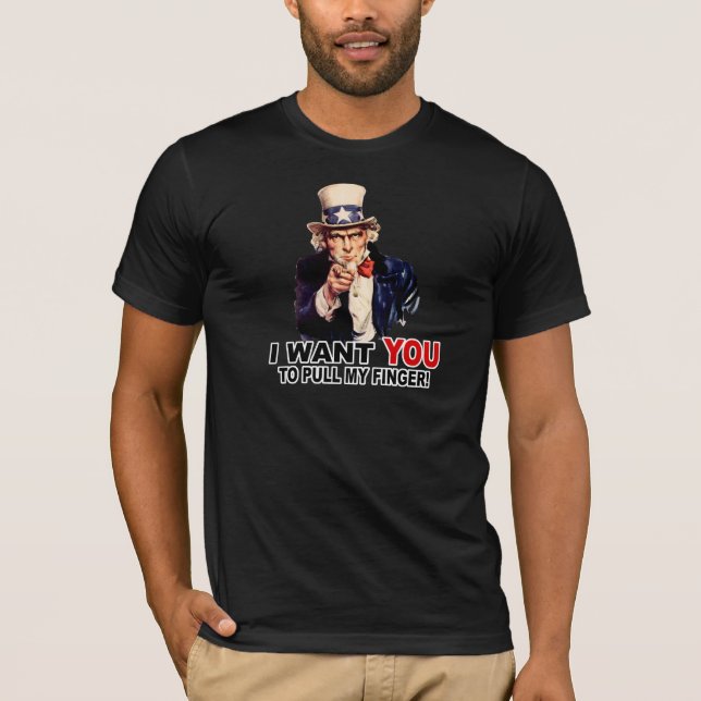 Camiseta Tio Sam QUER VOCÊ PUXAR MEU DEDO (Frente)