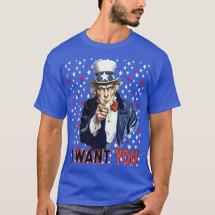 Camiseta Tio Sam, quero você com estrelas e riscas