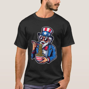 Camiseta Tio Sam Ramen Anime USA American Flag 4th Jul