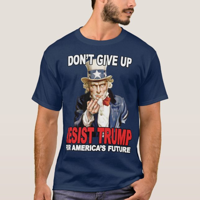 Camiseta Tio Sam Resiste Trump Medio-Dedo - Anti-Trump (Frente)