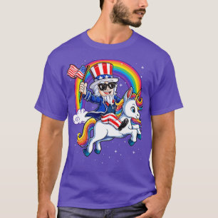 Camiseta Tio Sam Riding Unicorn 4 de julho para Mulheres Ho