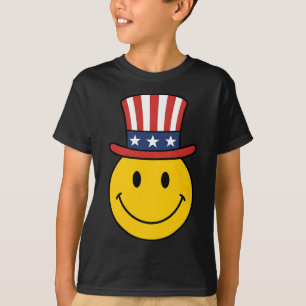 Camiseta Tio Sam Rosto Sorriso 70s Patriótico Americano EUA