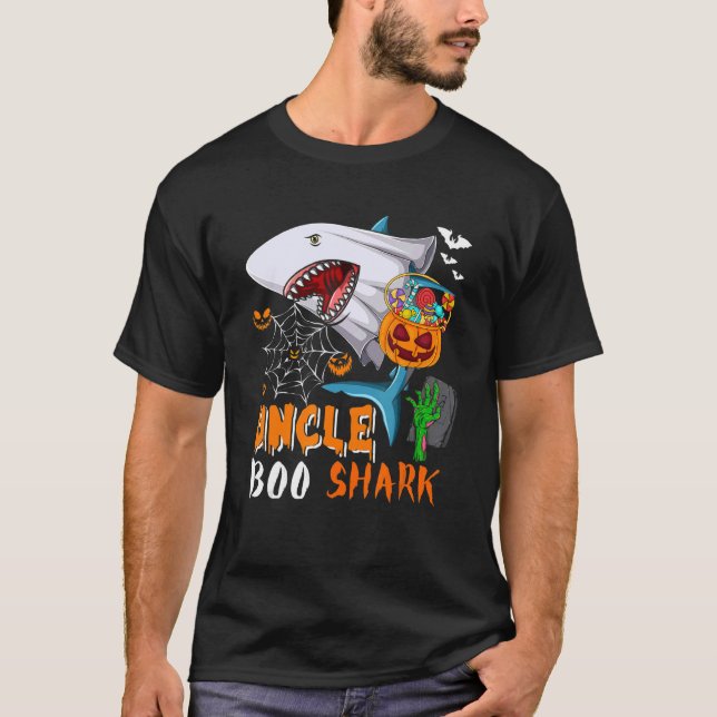 Camiseta Tio Shark Boo Halloween Shark Boo Ghost Candy Pu (Frente)