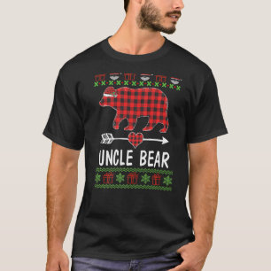 Camiseta Tio Urso Papai noel Pijama da Família Xadrez Verme