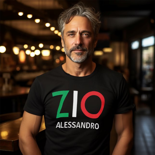 Camiseta Tio Vermelho Branco do Zio Verde Italiano (Zio (Italian for "Uncle"
Italian Flag Font on Black Tee)