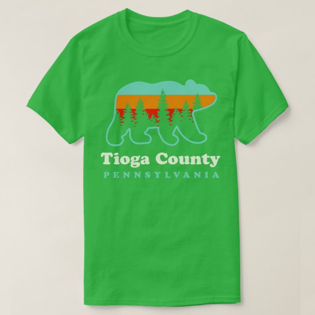 Camiseta Tioga County Pensilvânia Camping Hing Bear (Frente do Design)