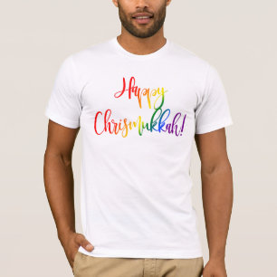 Camiseta Típica da bandeira LGBT do Arco-Íris Feliz Chrismu